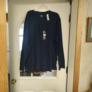 New Athletic Works Blue Tri Blend Tee Moisture Wicking Long Sleeve Men's 3XL